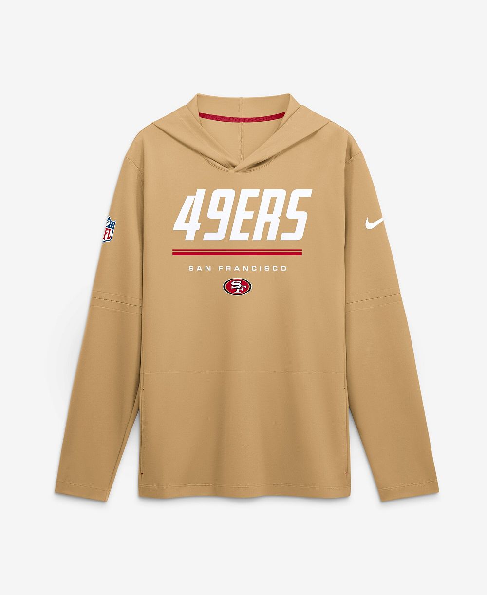 Nike Men's Gold San Francisco 49ers Sideline Lightweight Long Sleeve Hooded Dri-FIT T-Shirt