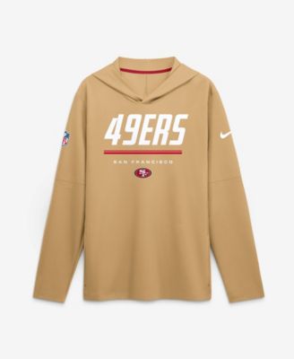 Мужская футболка Nike Gold San Francisco 49ers Sideline Lightweight Long Sleeve Hooded Dri-FIT