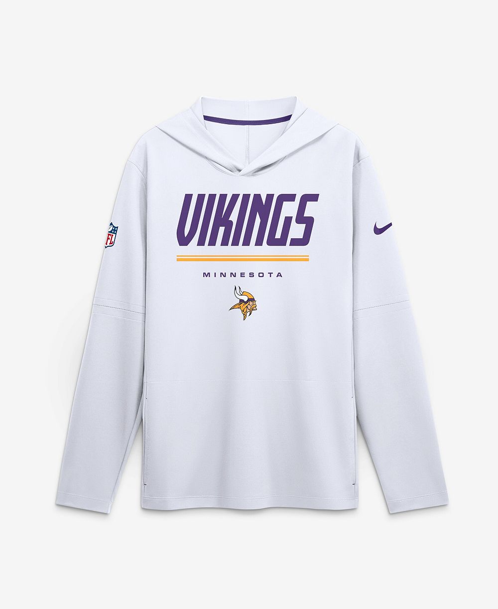Мужская футболка Nike White Minnesota Vikings Sideline Lightweight Hooded Dri-FIT