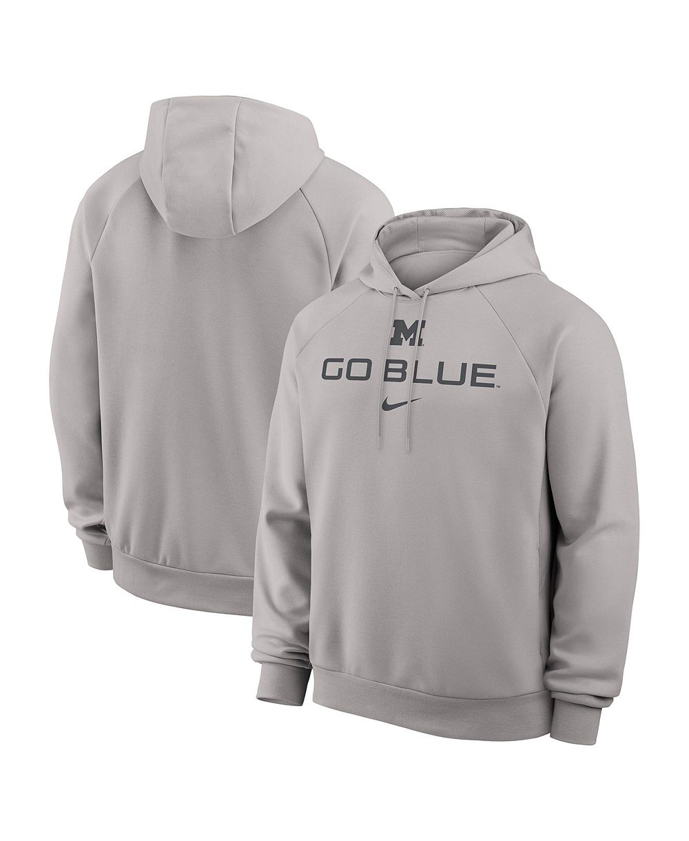 Мужское премиальное худи Nike Michigan Wolverines Premium Performance Raglan Dri-FIT, серое