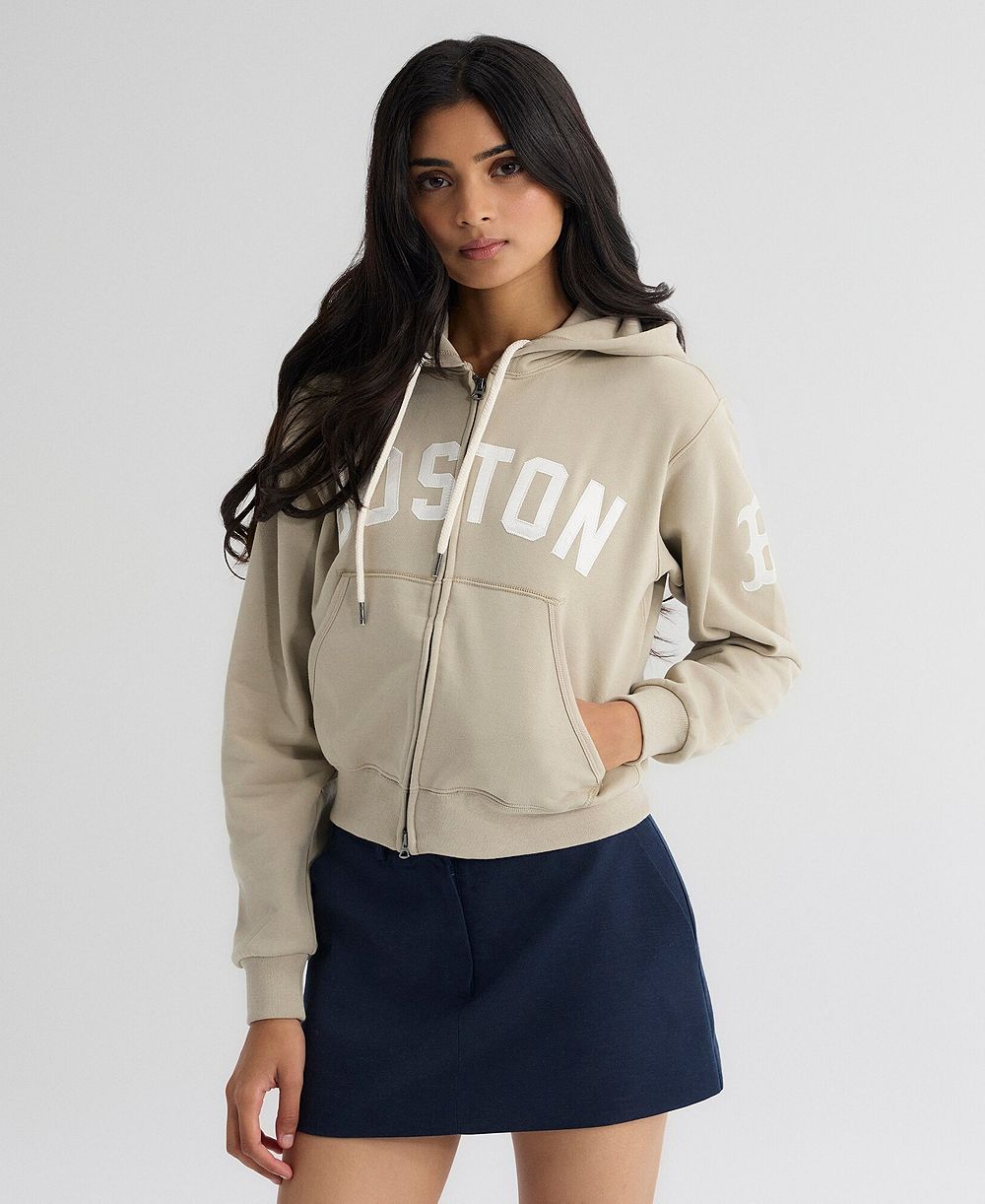 Женская толстовка Fanatics Sepia Tint Boston Red Sox Iconic Terry Full-Zip Hoodie