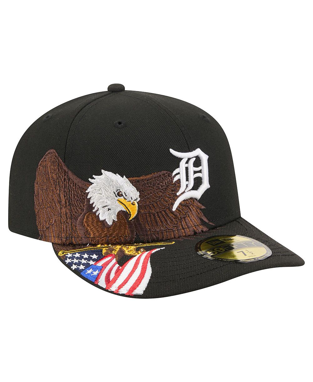 Мужская кепка New Era Black Detroit Tigers Americana Bald Eagle Pre-Curved 59FIFTY Fitted Hat