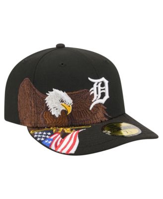 Мужская кепка New Era Black Detroit Tigers Americana Bald Eagle Pre-Curved 59FIFTY Fitted Hat