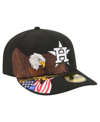 Мужская кепка New Era Black Houston Astros Americana Bald Eagle Pre-Curved 59FIFTY Fitted