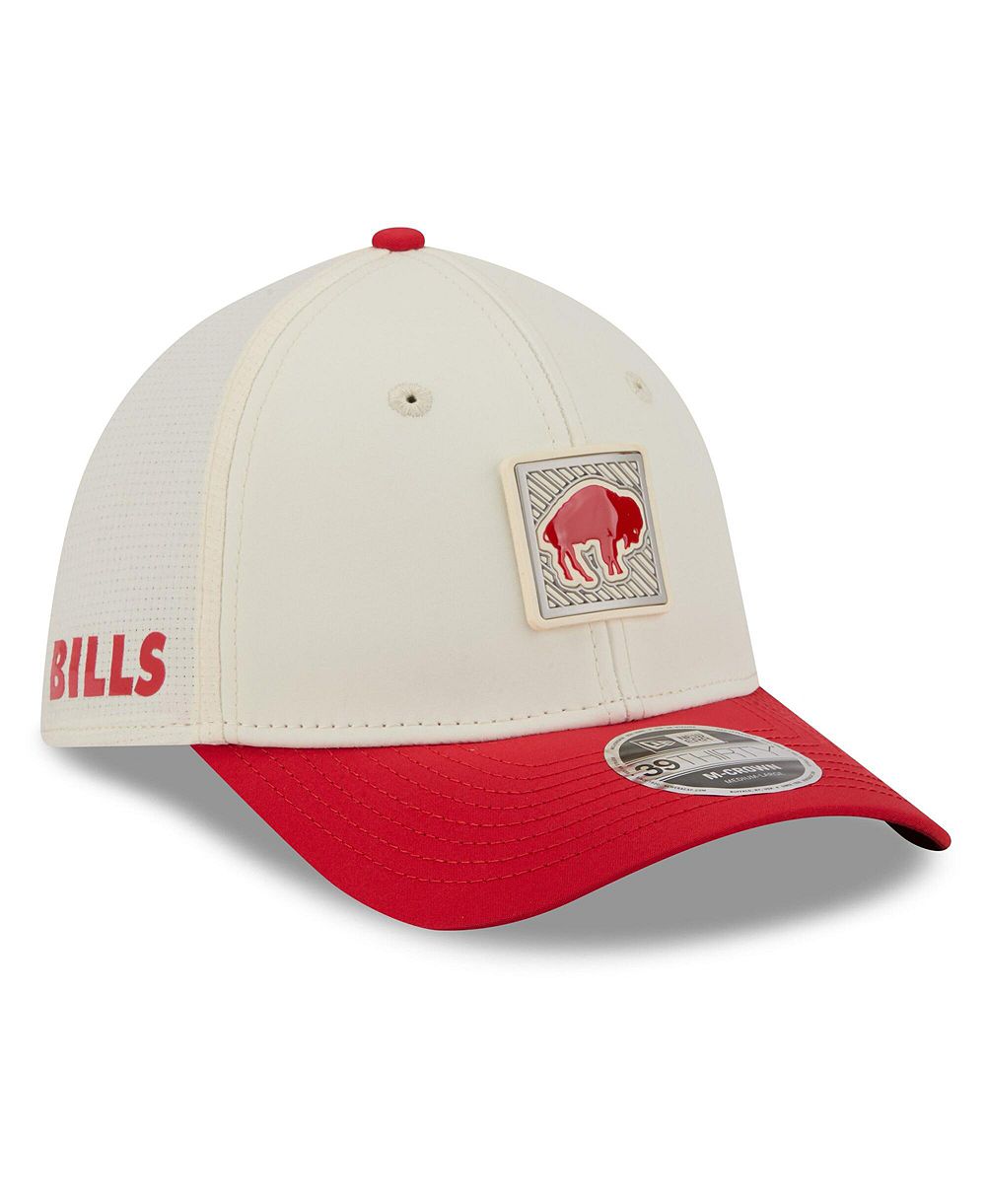 Мужская кепка New Era Cream/Red Buffalo Bills 2026 NFL Training Camp 39THIRTY Flex