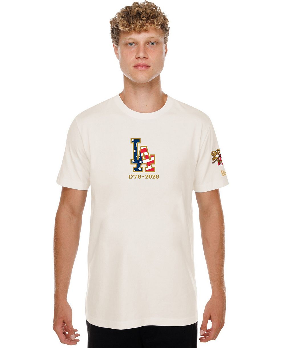 Мужская футболка New Era Cream Los Angeles Dodgers 250th Fourth of July