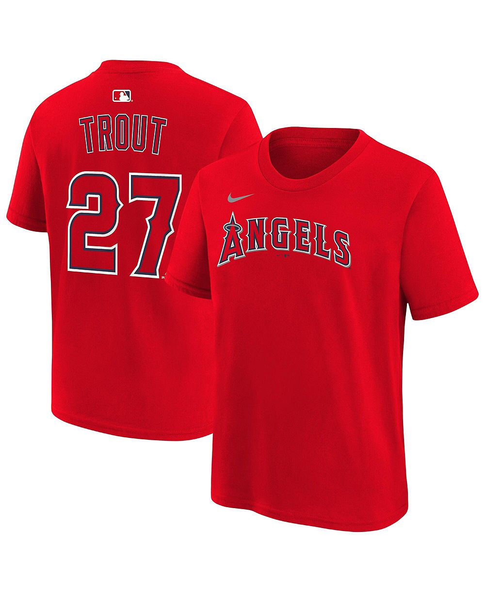 Nike Big Boys and Girls Mike Trout Red Los Angeles Angels Name & Number T-Shirt