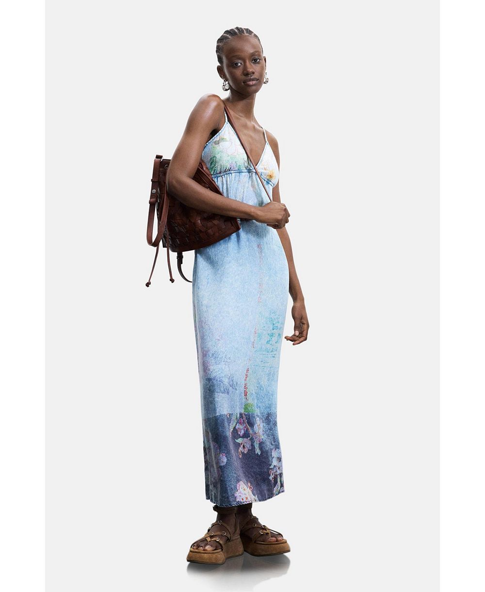 Desigual Женское длинное джинсовое платье на бретелях