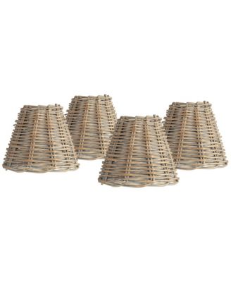 Springcrest Collection Set of 4 Lamp Shades Natural Wicker Weave Small High Candelabra Clip-On Fitting