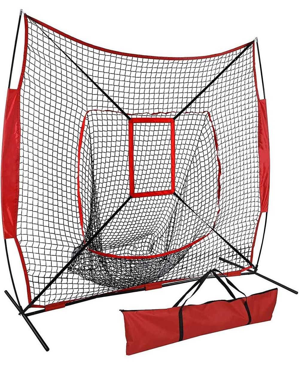 AOLIGEIJS 7 x 7 in Baseball Softball Practice Net with Strike Zone and Carry Bag