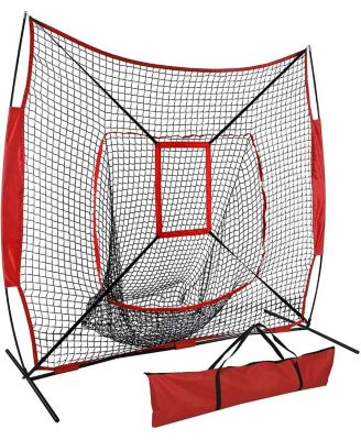 AOLIGEIJS 7 x 7 in Baseball Softball Practice Net with Strike Zone and Carry Bag