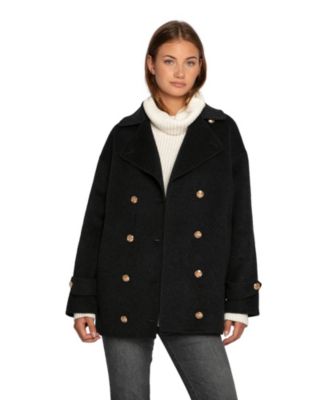 Belle & Bloom Women's Right and Forward Double Breasted Wool Blend Pea Coat