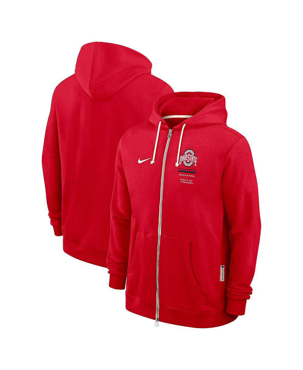 Мужское худи Nike Scarlet Ohio State Buckeyes 2026 Sideline Standard Issue Dri-FIT Full-Zip