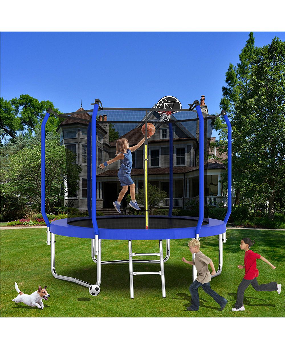ZENY Trampoline with Basketball Hoop, ASTM Approved Reinforced Type Outdoor Trampoline with Enclosure Net