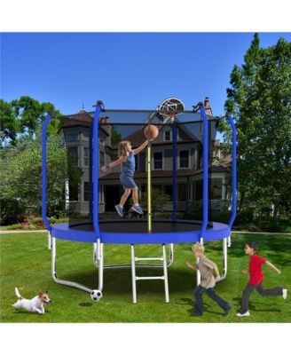 ZENY Trampoline with Basketball Hoop, ASTM Approved Reinforced Type Outdoor Trampoline with Enclosure Net