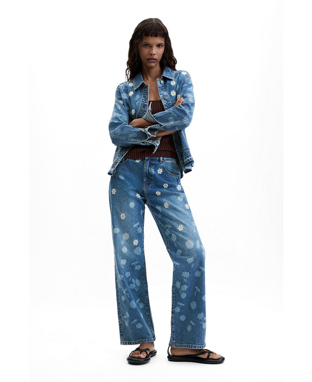 Desigual Women's Regular embroidered jeans