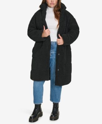 Levi's Plus Size Snap Closure Teddy Coat