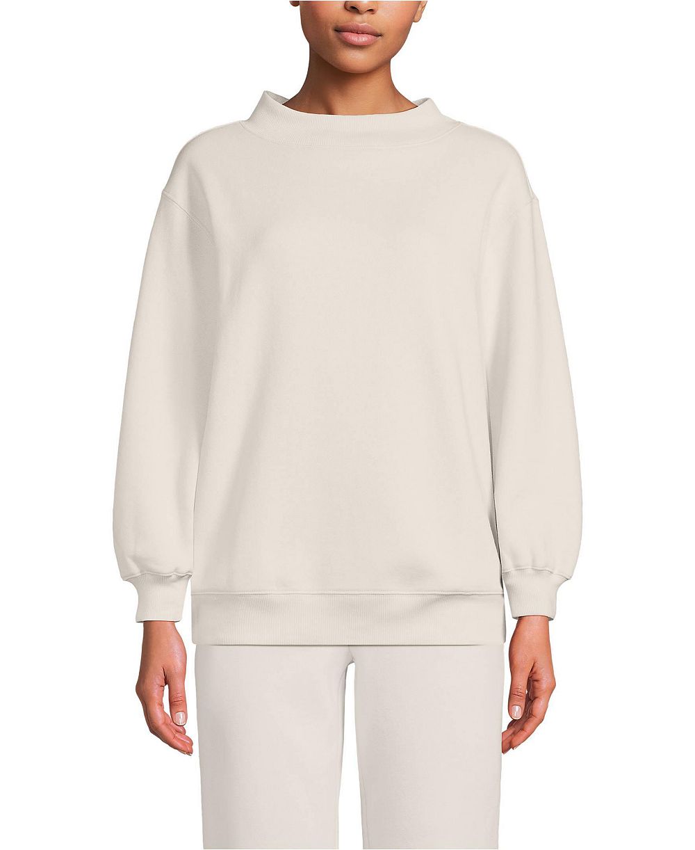 Lands' End Women's Long Sleeve Serious Sweats Mock Neck Sweatshirt
