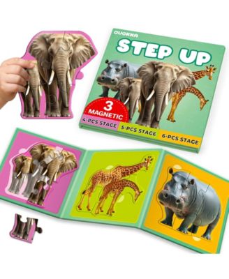Набор магнитных пазлов QUOKKA Step Up для малышей 1-3 лет, набор пазлов с животными в одной книге, развивающие игры без экрана для детей 3-5 лет и дошкольников