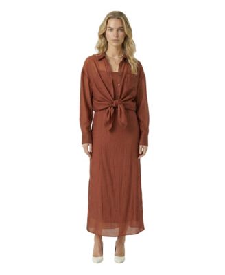 Modenaire Women's Sheer Layered Midi Dress Set