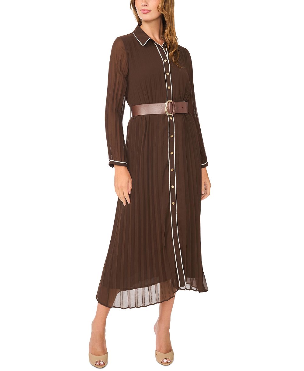 Женское миди-платье Vince Camuto Pleated Long-Sleeve