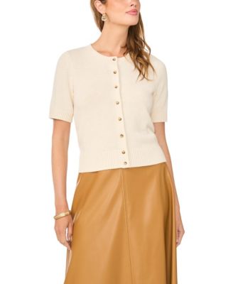 Vince Camuto Women's Short-Sleeve Crewneck Cardigan