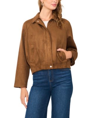 Vince Camuto Women's Raglan-Sleeve Faux-Suede Bomber Jacket