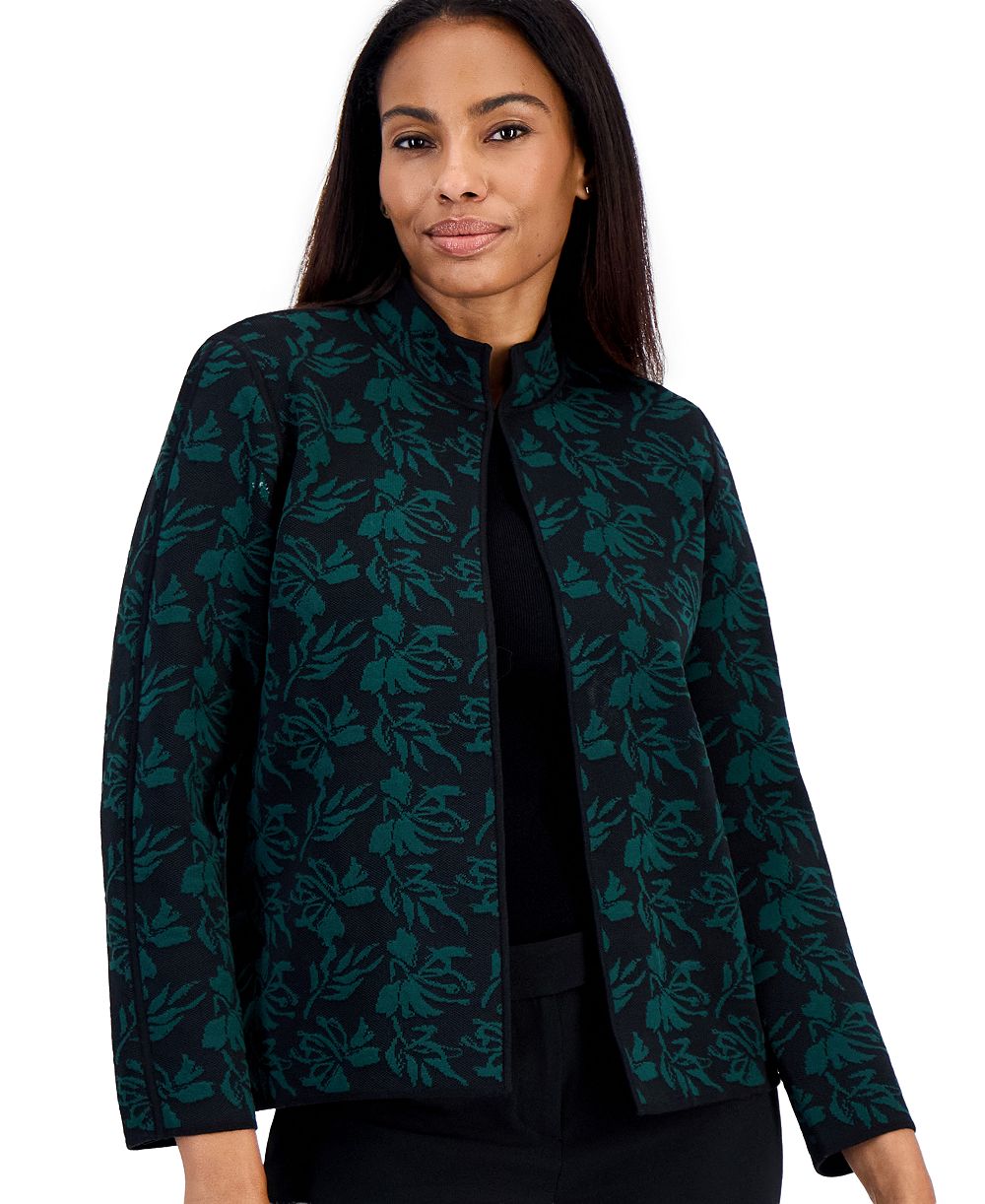Kasper petite Open-Front Floral Cardigan