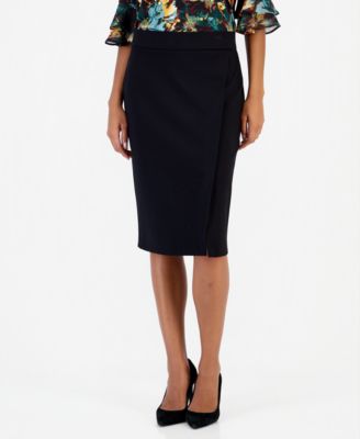 Женская миди-юбка Kasper Faux-Wrap High-Waisted Front-Slit