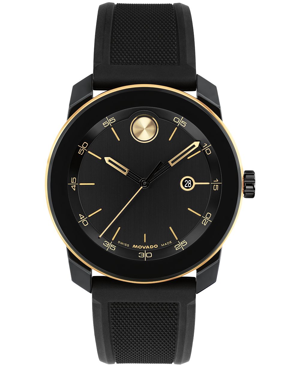 Movado Men's Bold TR90 Swiss Quartz Black Silicone Watch 42mm