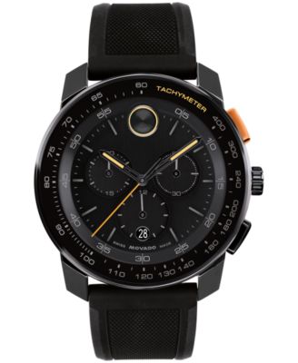 Movado Men's Bold TR90 Swiss Quartz Chrono Black Silicone Watch 43.50mm