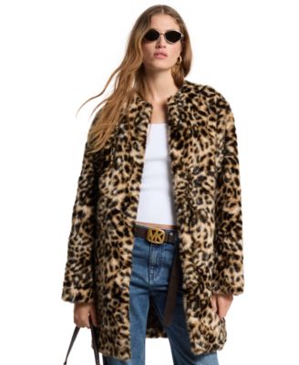 Женское пальто Michael Kors из искусственного меха с леопардовым принтом