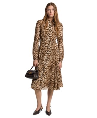 MICHAEL Michael Kors женское миди-платье с леопардовым принтом и пышными рукавами, силуэт fit & flare