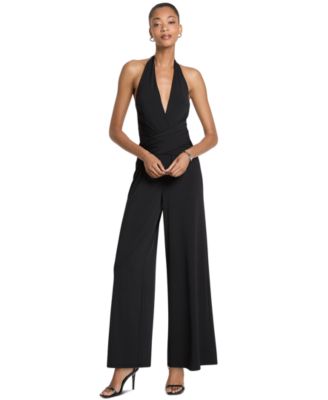 Michael Kors Women's Halter Wide-Leg Wrap-Front Jumpsuit