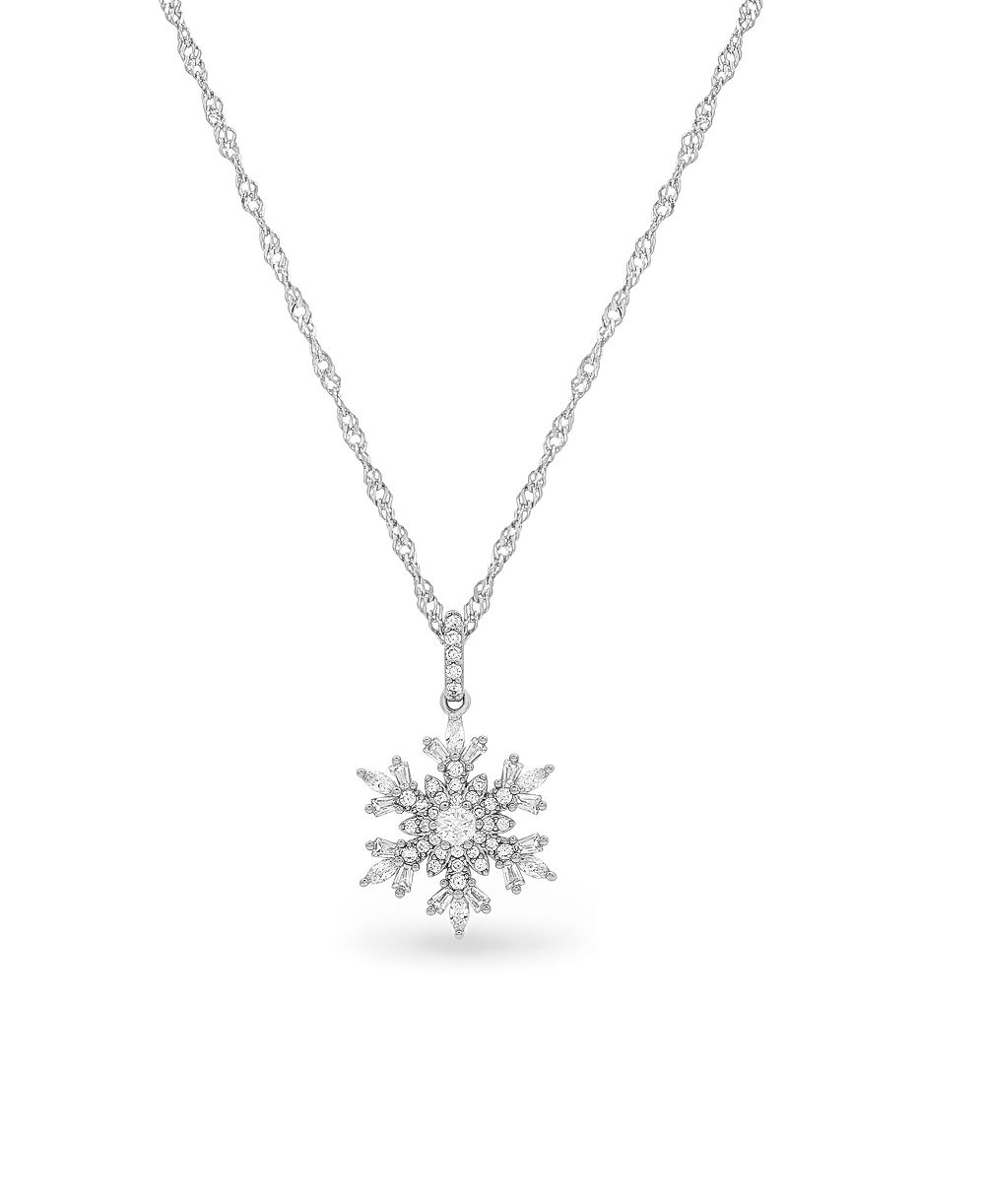 Серебряное ожерелье Macy's с кулоном в виде снежинки из кубического циркония