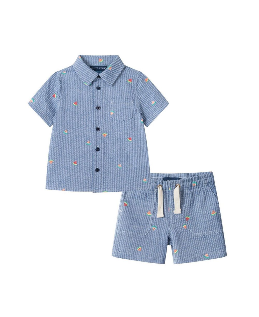 Детский комплект из рубашки и шорт Andy & Evan Watermelon Stripe Buttondown