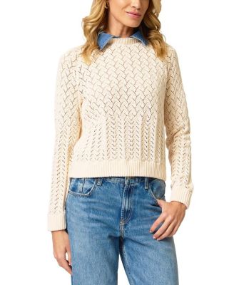Central Park West Женский Hazel Denim Collared Pointelle Sweater