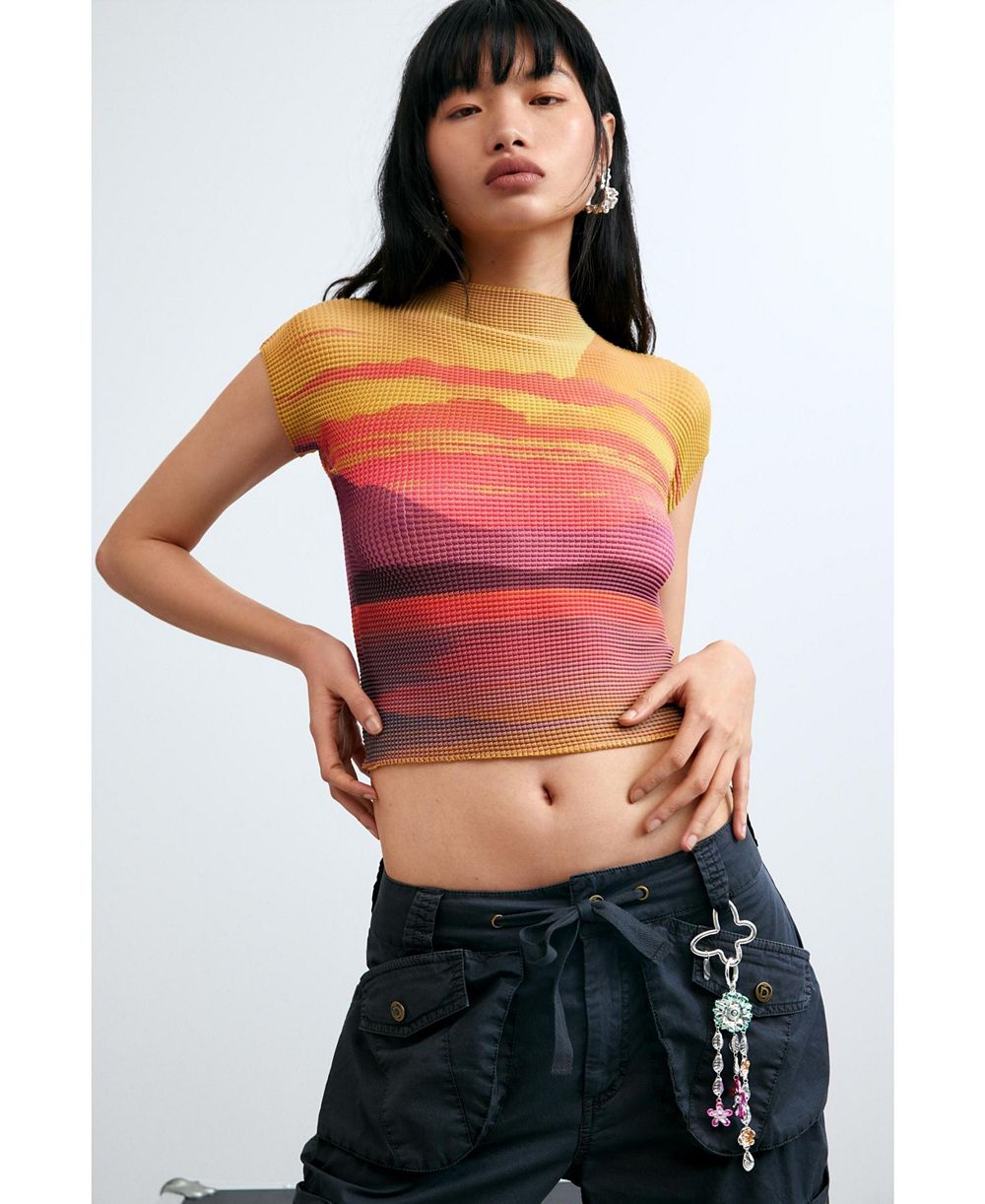 Женская блузка Desigual с коротким рукавом и высоким воротником