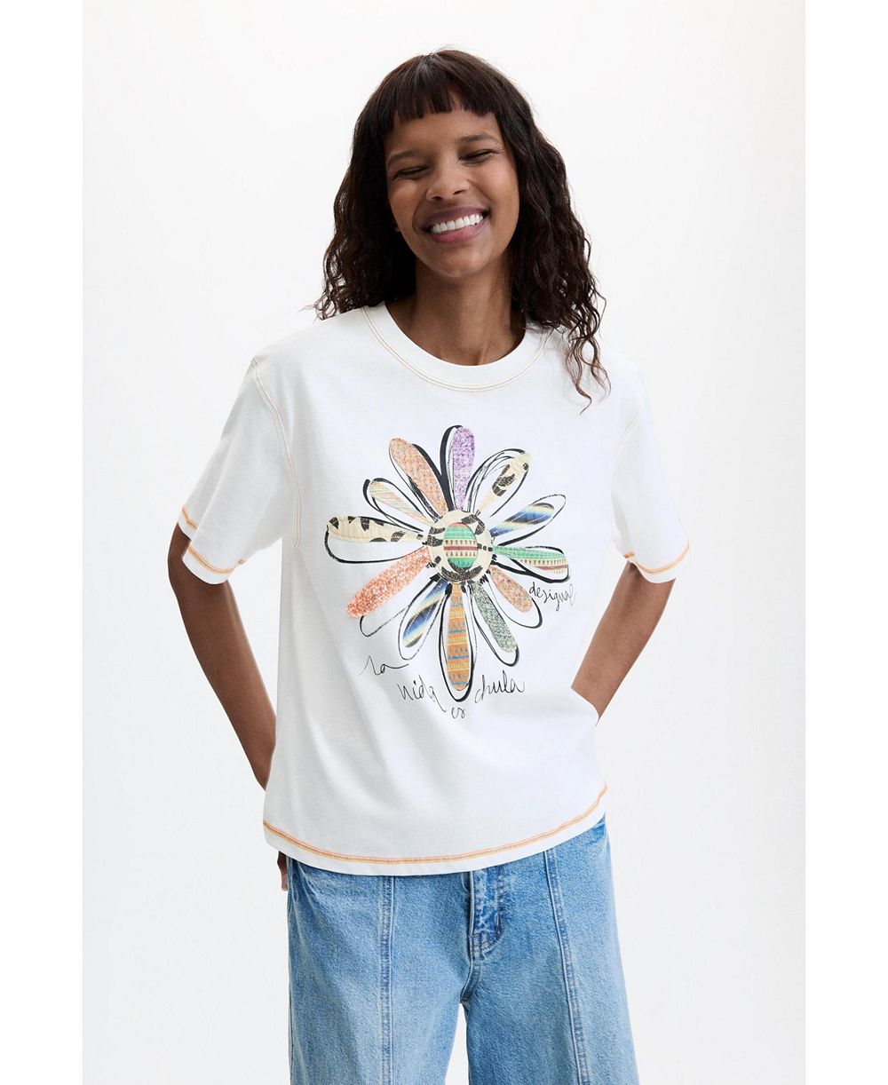 Desigual Женская футболка с цветочным принтом 100% Cotton