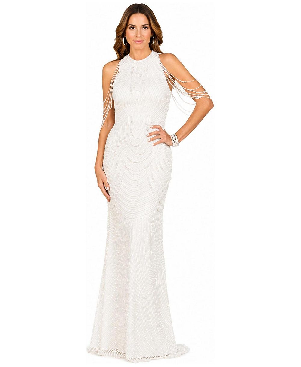 Женское платье Lara Halter Neck Gown with Fringe