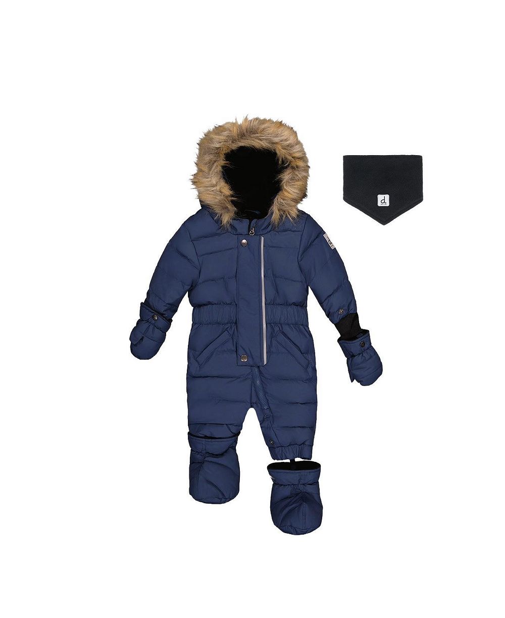 Deux par Deux Baby Unisex Original One Piece Puffy Snowsuit with Removable Mittens and Boots.