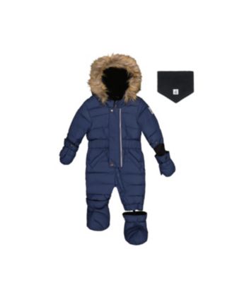Deux par Deux Baby Unisex Original One Piece Puffy Snowsuit with Removable Mittens and Boots.