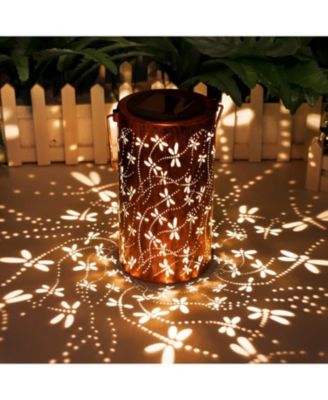 Cowin  Solar Lanterns Outdoor Hanging Dragonfly Hollowed Out Metal Waterproof Garden Decor Light