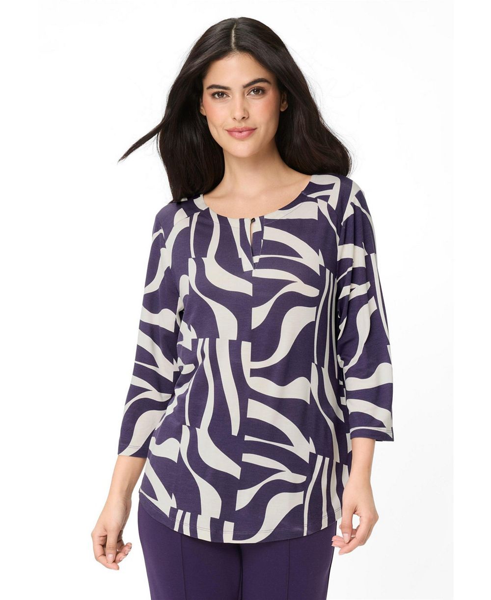 футболка Olsen Women's с принтом Zebra Splice и вырезом под ключ