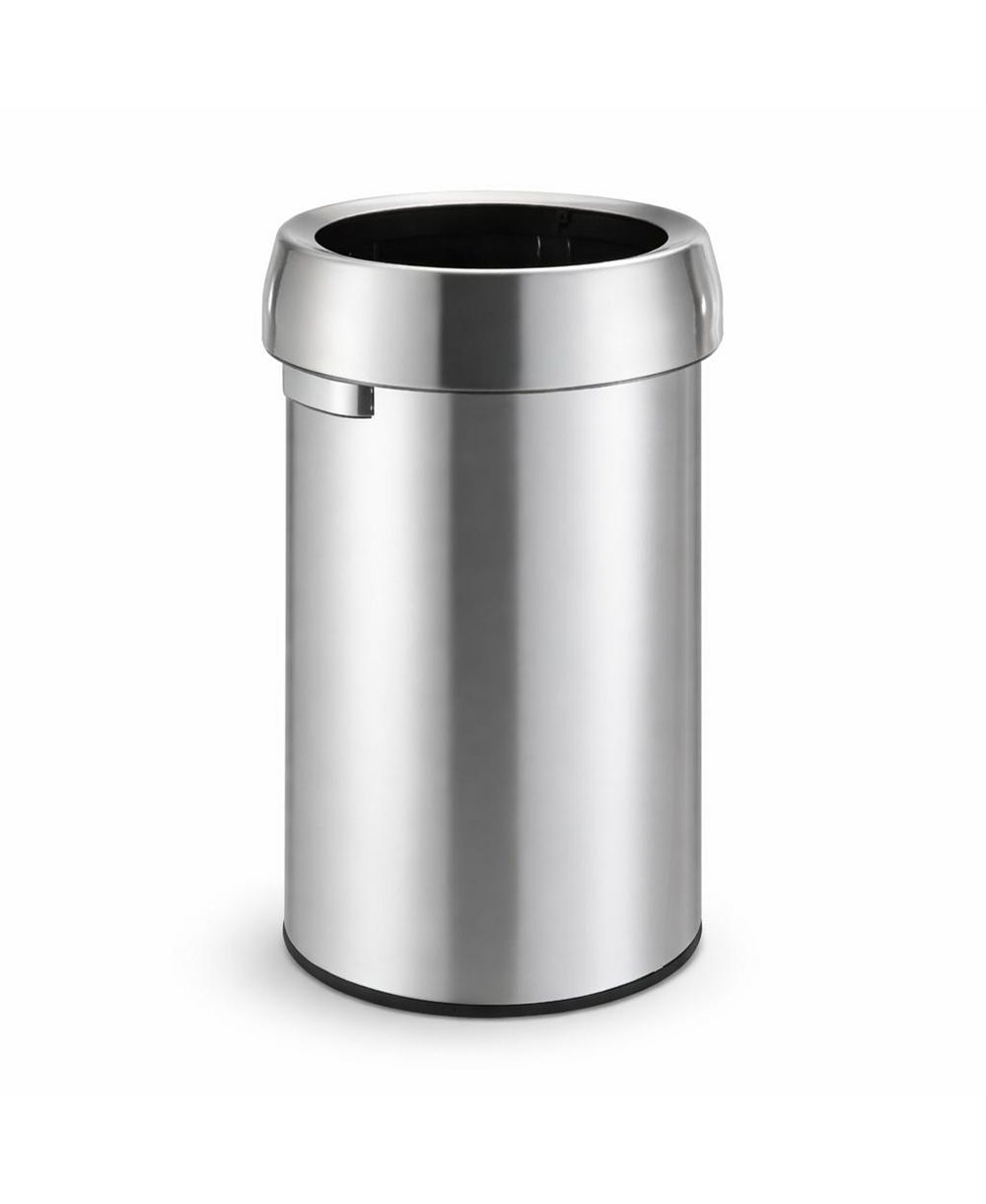 Home Zone Living 16 Gallon Stainless Steel Open Top Trash Can with Round Design
