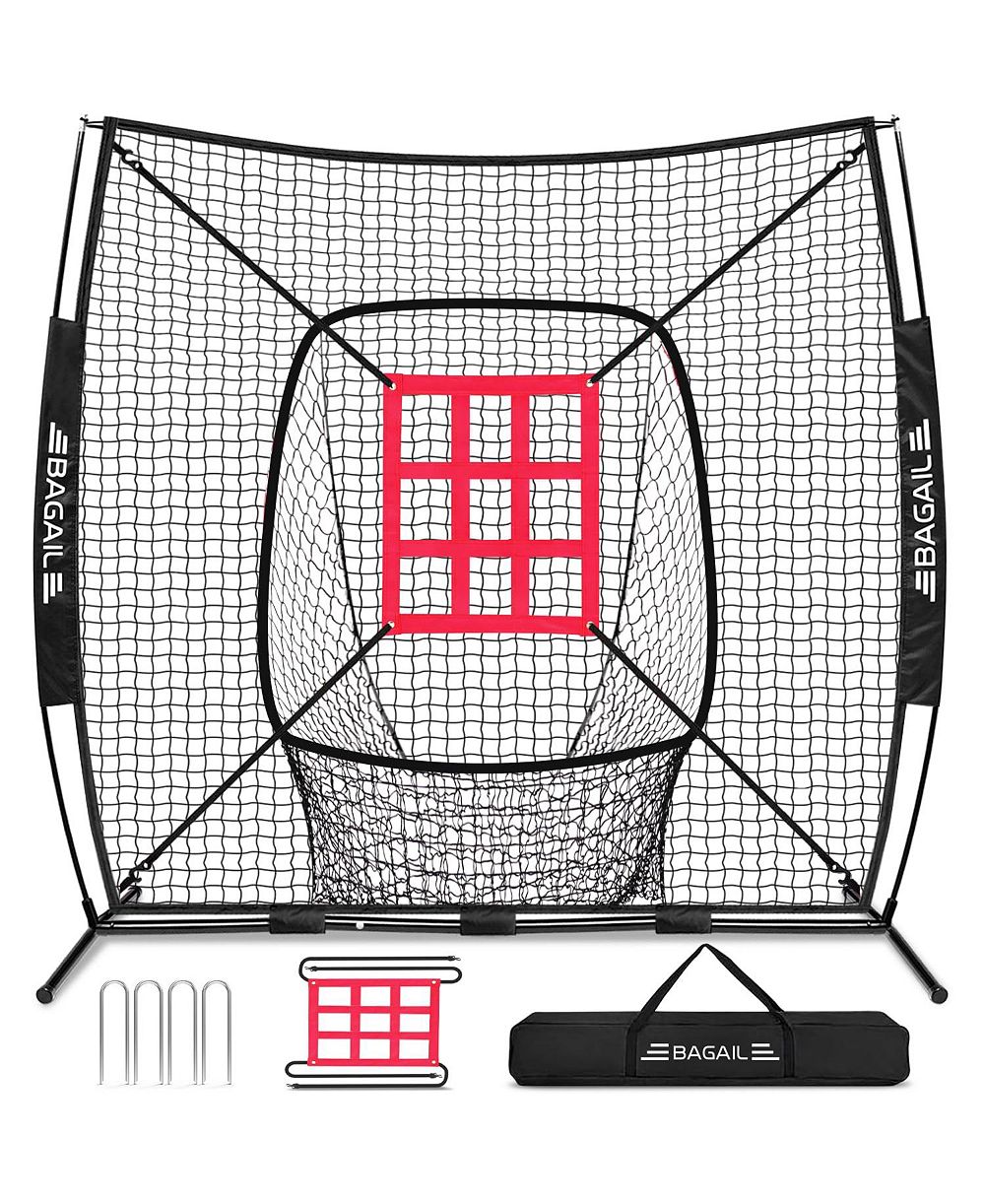 AOLIGEIJS 7x7 ft Baseball Softball Practice Net Include 2 Strick Zones with carry bag