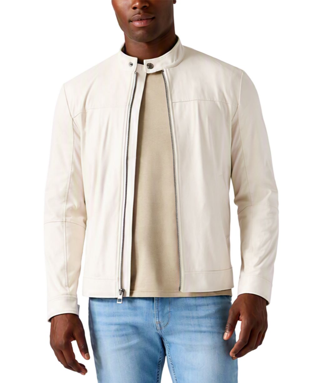 GUESS Men's Faux Suede Regular-Fit Biker Jacket