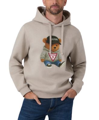 Мужской потайной свитшот GUESS Teddy Bear меланж свободного кроя с капюшоном и графическим принтом