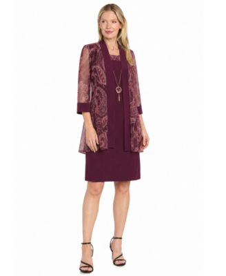 R & M Richards Women's Paisley Scoop-Neck 3/4-Sleeve Dress and Jacket Set