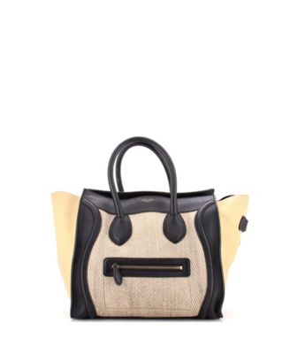 Pre-Owned Celine Mini Tricolor Luggage Bag Canvas and Leather